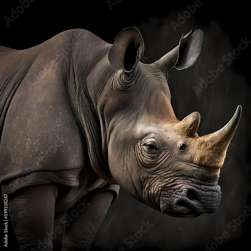 Rhino Closeup Head. Generative AI