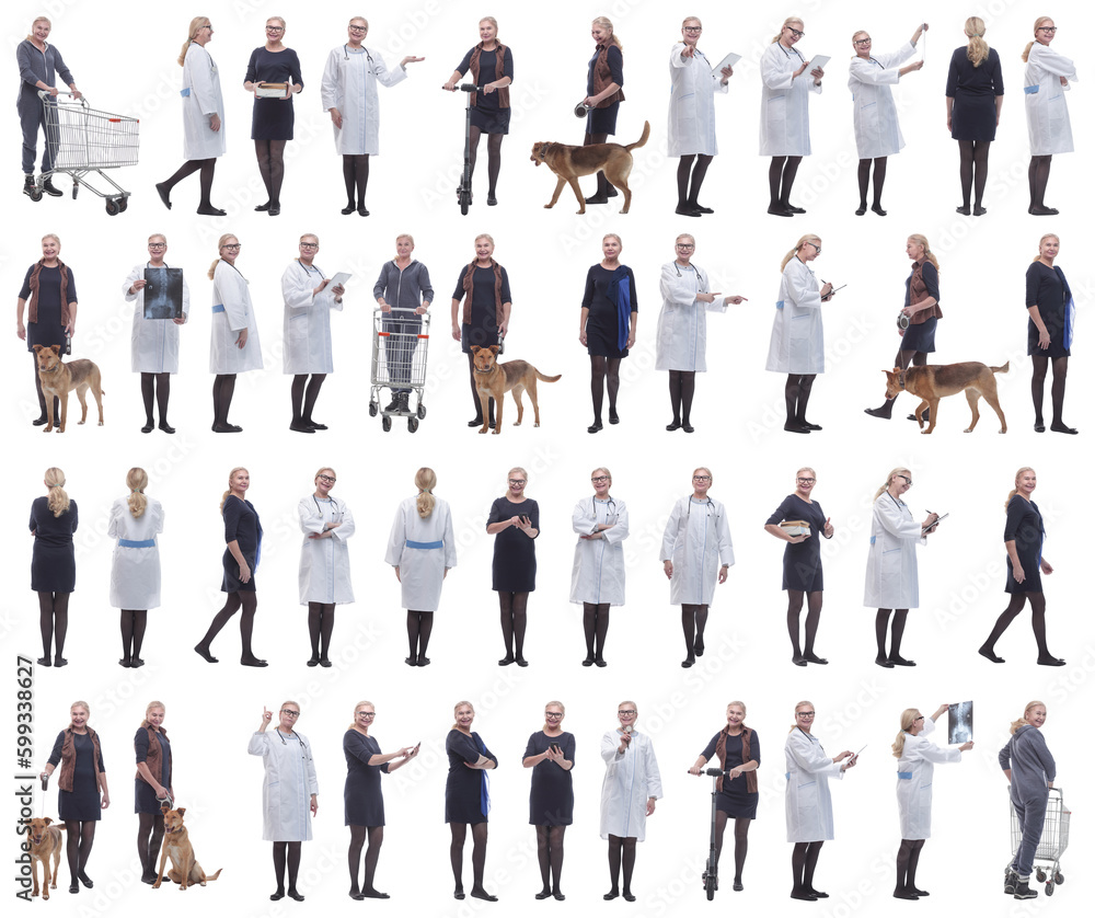 Obraz premium collage of a woman in full growth displaying many professions