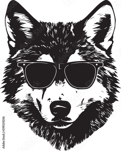 Wolf in a business suit and sun glasses Vector Illustration, SVG