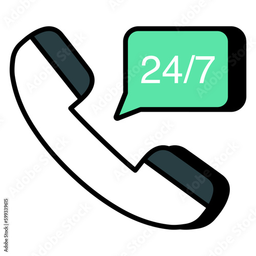 24/7Hr call icon in perfect design