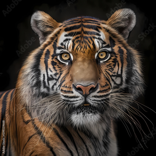 Tiger Head Close Up. Generative AI 