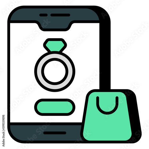Modern design icon of mobile shopping app