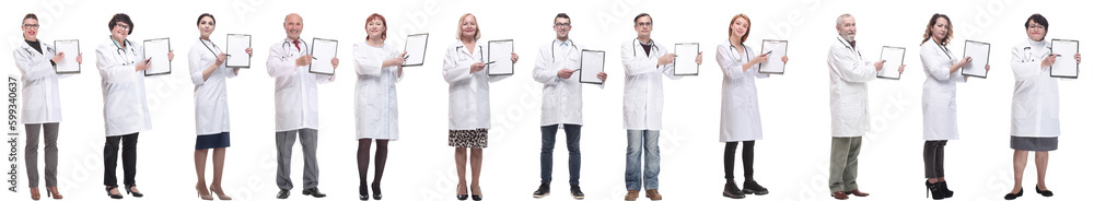full length group of doctors with notepad isolated full length group of doctors with notepad isolated