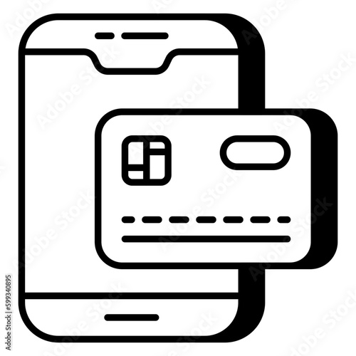     Card inside smartphone, icon of mobile card payment 