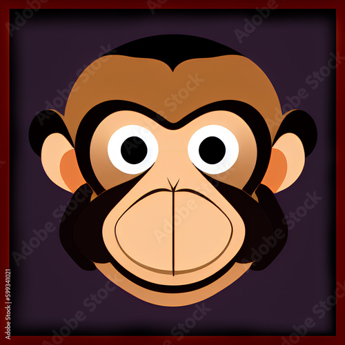 Monkey face vector illustration, Smiling monkey face