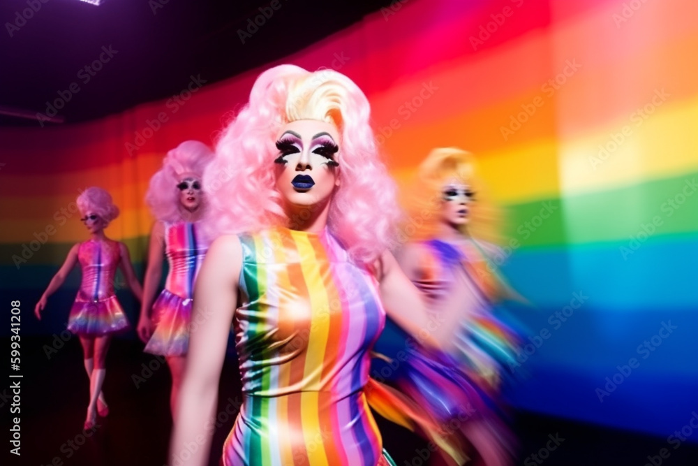 Generative AI of colorful and beautiful drag queen. LGTBQ concept.