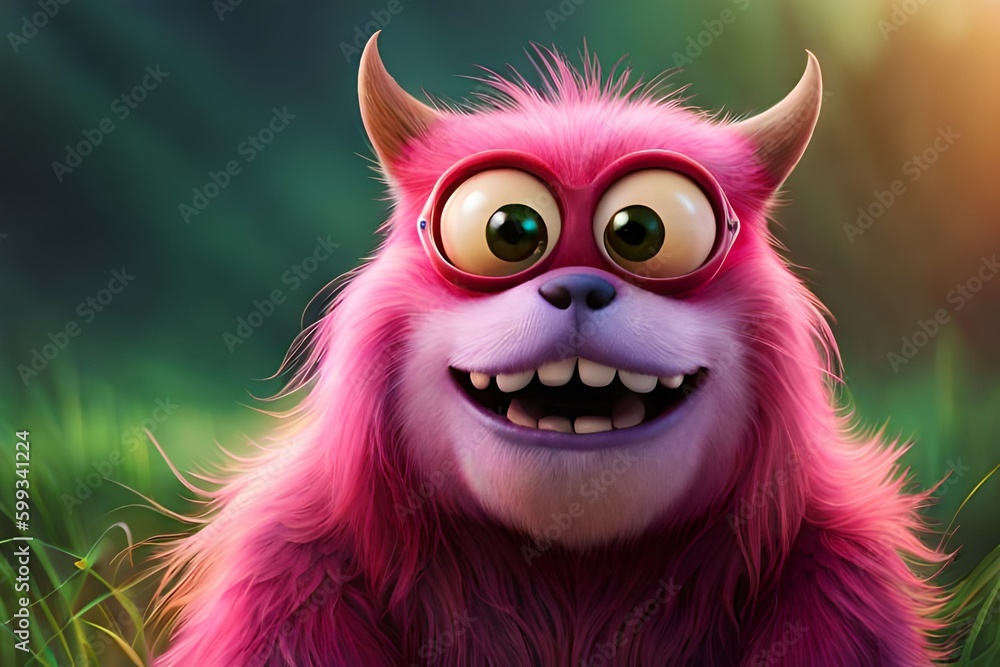 Cute furry Colorful monster. Generative AI