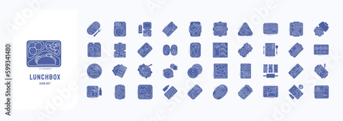 A collection sheet of solid icons for Lunchbox, including icons like Food, Dish, Lunch and more