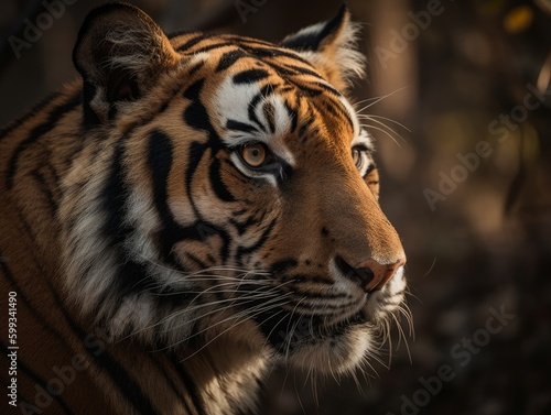 Bengal Tiger Majesty: Stunning Shot! AI Generated Generative AI © ArquitecAi