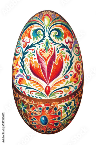 isolated, decorated Easter eggs Ukrainian style design elaborate and intricate design work, holiday-themed, photorealistic illustration on a transparent background cutout in PNG. generative ai