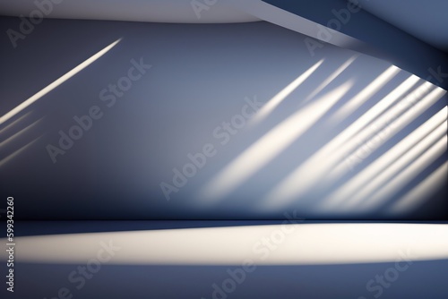 An abstract universal background for a presentation with a blue wall and beautiful highlights of light and shadow.