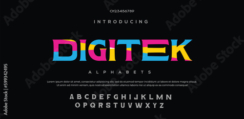 Modern abstract digital alphabet font. Minimal technology typography, Creative urban sport fashion futuristic font and with numbers. vector illustration