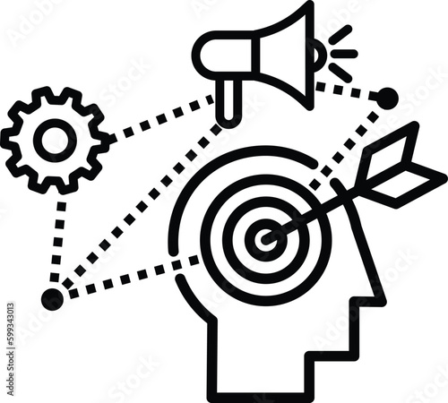 Marketing concept, target group, ambitious mindset, aspirations, hit target, neuroscience and psychology icon
