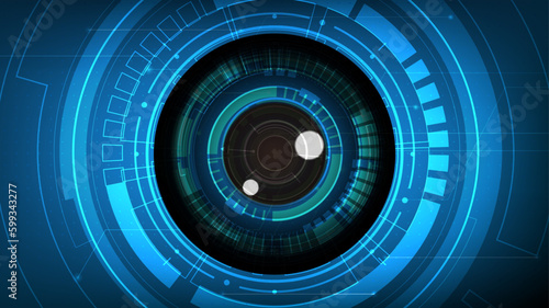 AI artificial Intelligence digital eye, Cyber security technology, Futuristic tech of virtual cyberspace and internet secure surveillance, safety technology scanner, Vector illustration background