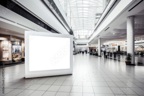 White Mockup Billboard in a Dynamic Public Shopping Area