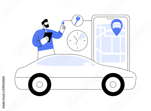 Carsharing service abstract concept vector illustration.