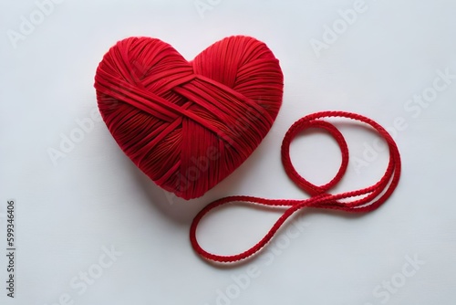 Red thread heart. Generative AI