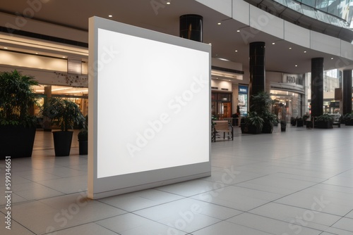  White Mockup Signboard in Busy Shopping Center