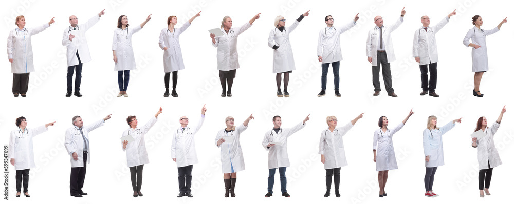 group of doctors in full length isolated on white
