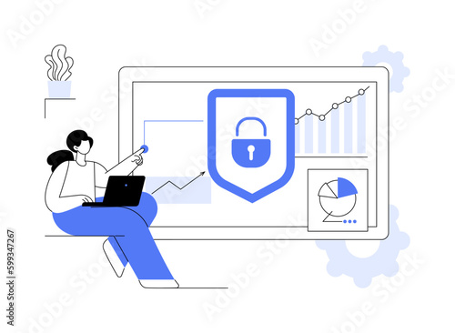 Cyber security risk management abstract concept vector illustration.