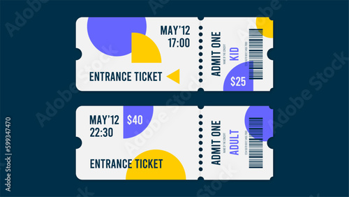 2 Geometry Shape Entrance Tickets. Vector Graphic Template.