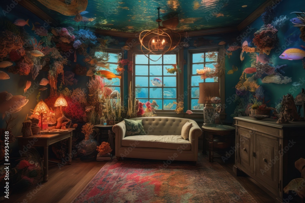 Obraz premium Enchanting Underwater Flat Interior