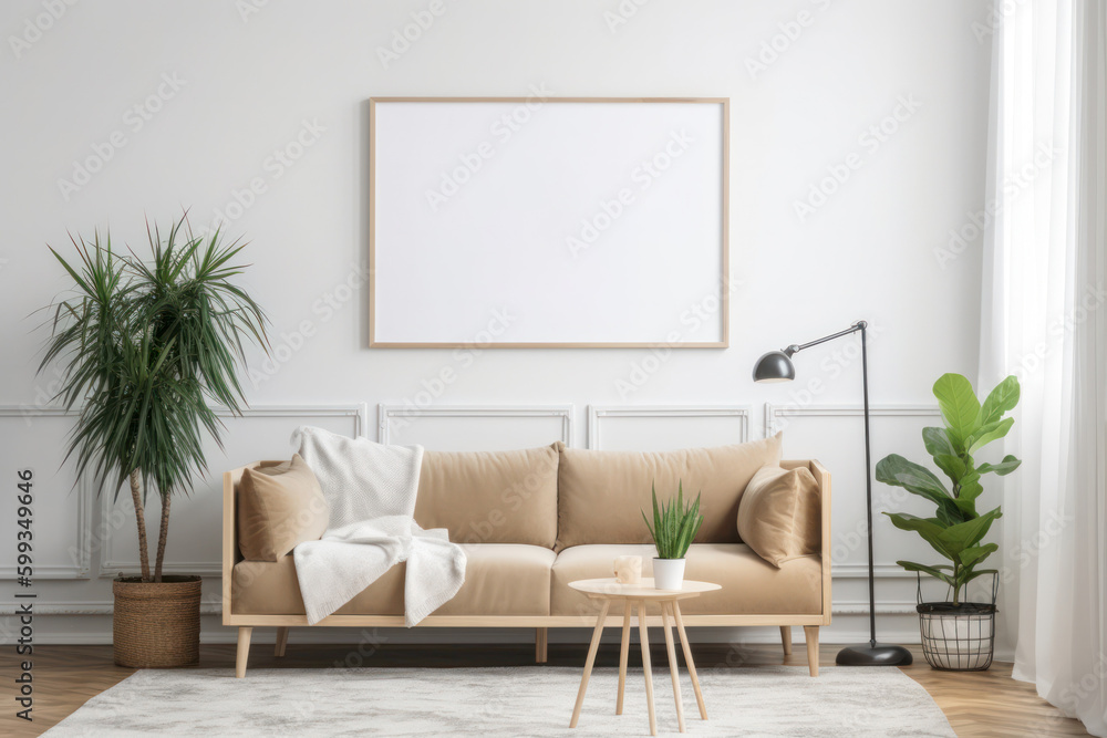 Scandinavian Living Room Poster Frame Mockup Scandinavian Living Room Poster Frame Mockup