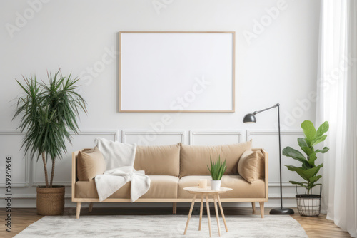 Scandinavian Living Room Poster Frame Mockup