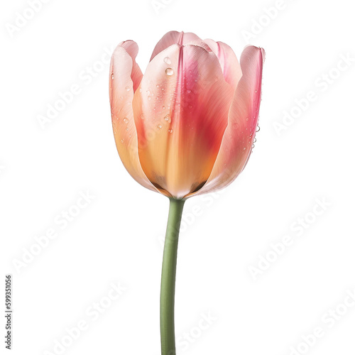 single tulip isolated on white, transparent, without leafs