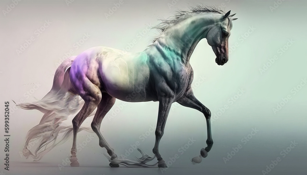 Fototapeta premium Horse animal abstract wallpaper. Soft background stallion in Pastel colors generative ai