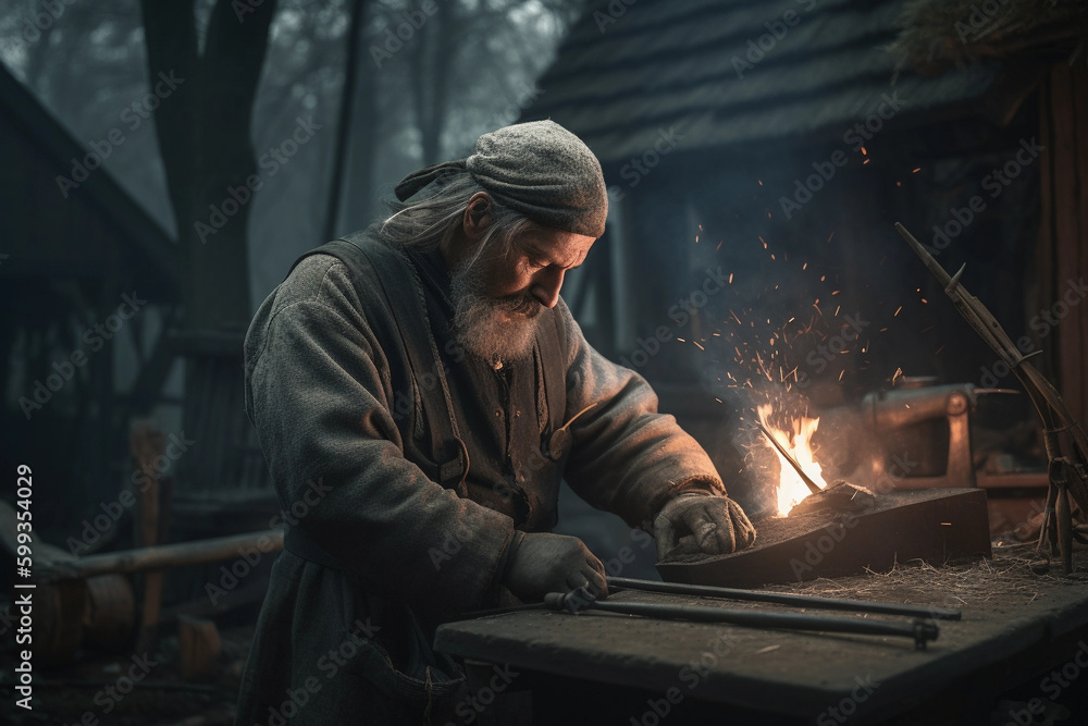 A fictitious, ki-generated, blacksmith A fictitious, ki-generated, blacksmith