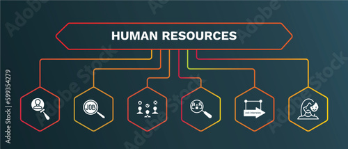 set of human resources white filled icons. human resources filled icons with infographic template. flat icons such as job search, selection process, hiring, exit interview, appearance vector.