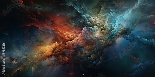 Galactic Dreams, space themed abstract background texture featuring swirling clouds of colorful gas and stars, © Rafspxl