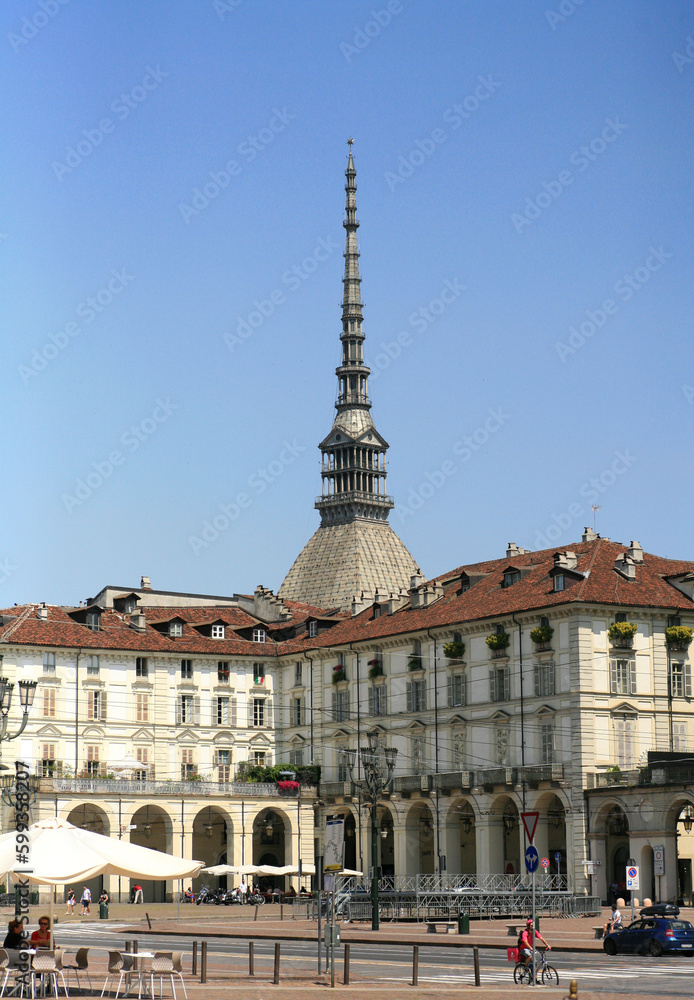 Turin, Italy, Monday 26 June 2016 view of the center exploring on foot walking non stop city views background big size print travel stock photography