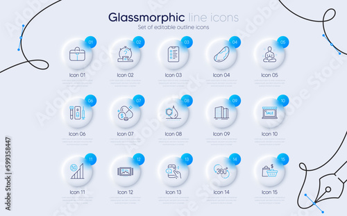 Set of Checklist, Sale and 5g wifi line icons for web app. Handbag, Buildings, Call center icons. 360 degree, Yoga, Sale bags signs. Quiz, Waterproof, Blood and saliva test. Vector