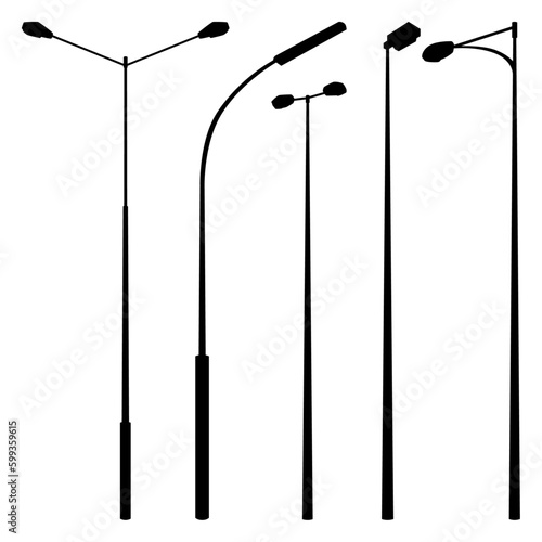 Set of Urban Street Light Silhouettes