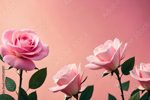 Pink rose in pastel background. Generative AI