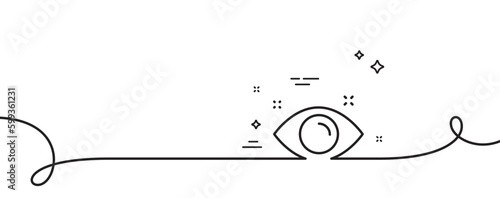 Health eye line icon. Continuous one line with curl. Oculist clinic sign. Optometry vision symbol. Health eye single outline ribbon. Loop curve pattern. Vector