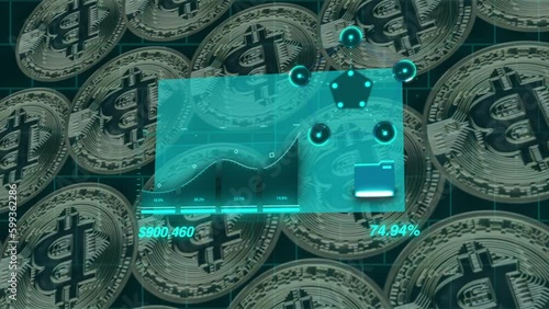 Bitcoin and Finance: Moving Graph with Money and Percentage Figures
