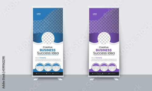Roll up business template layout brochure leaflet-vector