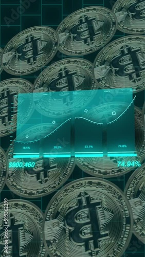 Bitcoin and Finance: Moving Graph with Money and Percentage Figures