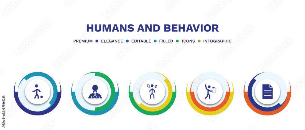 set of humans and behavior filled icons. humans and behavior filled icons with infographic template. flat icons such as playing with a ball, businessman with tie, angry man, worker notepad, single set of humans and behavior filled icons. humans and behavior filled icons with infographic template. flat icons such as playing with a ball, businessman with tie, angry man, worker notepad, single