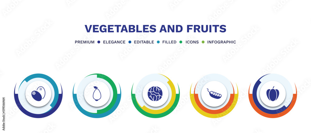 set of vegetables and fruits filled icons. vegetables and fruits filled icons with infographic template. flat icons such as breast milk fruit, guava, cabbage, pea, pepper vector. set of vegetables and fruits filled icons. vegetables and fruits filled icons with infographic template. flat icons such as breast milk fruit, guava, cabbage, pea, pepper vector.