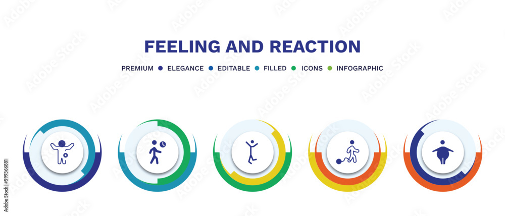 set of feeling and reaction filled icons. feeling and reaction filled icons with infographic template. flat icons such as better human, impatient human, happy human, guilty fat vector. set of feeling and reaction filled icons. feeling and reaction filled icons with infographic template. flat icons such as better human, impatient human, happy human, guilty fat vector.