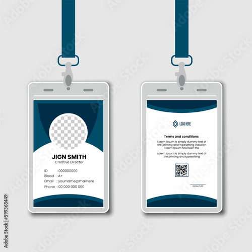 professional corporate id card template, clean id card design with realistic mockup
