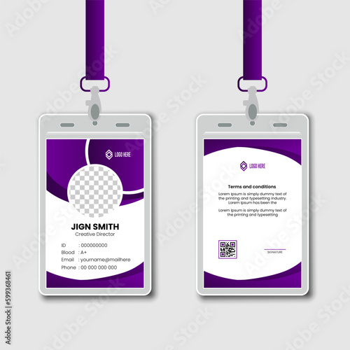 professional corporate id card template, clean id card design with realistic mockup