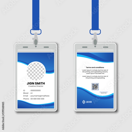 professional corporate id card template, clean id card design with realistic mockup