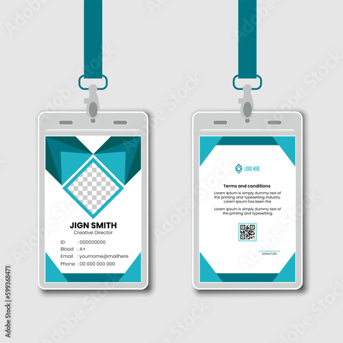 professional corporate id card template, clean id card design with realistic mockup