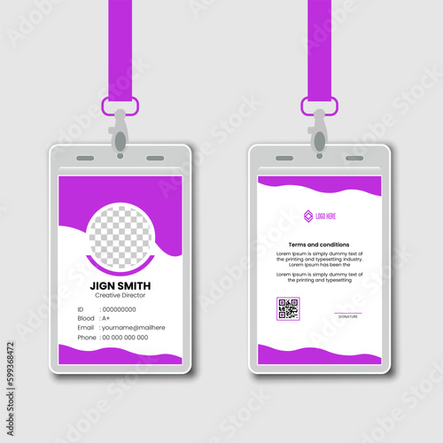 professional corporate id card template, clean id card design with realistic mockup