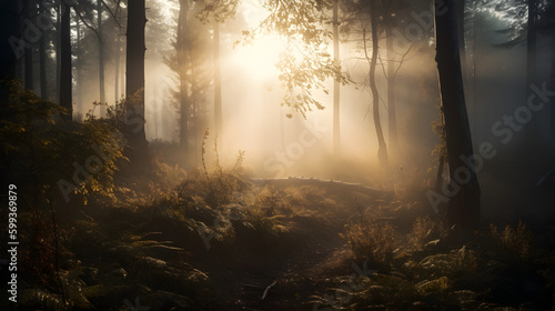 Sunrise in the forest - Generative AI